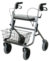 ROLLATOR standard mit Korb und Tablett silber